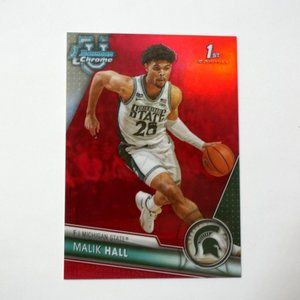 2023-24 Bowman Chrome U Malik Hall Red Refractor #'d 2/5 Michigan State Spartans